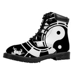 Black And White Chinese Zodiac Print Work Boots
