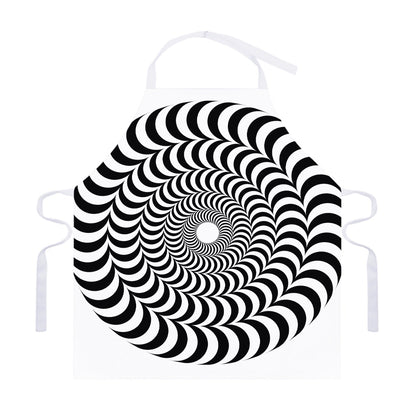 Black And White Circle Illusion Print Adjustable Apron