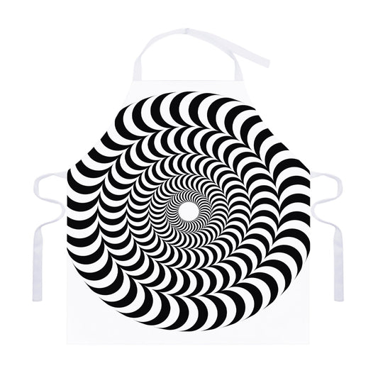 Black And White Circle Illusion Print Adjustable Apron