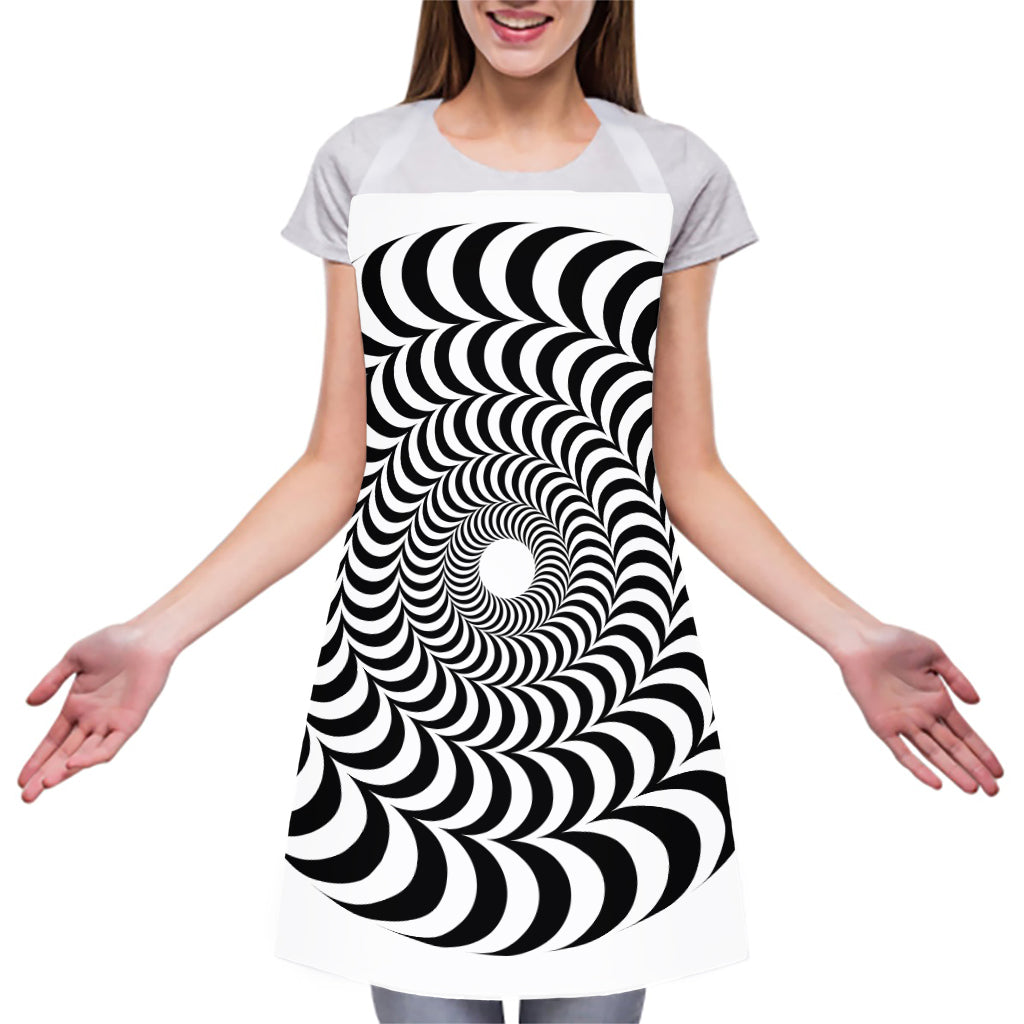 Black And White Circle Illusion Print Adjustable Apron