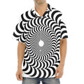 Black And White Circle Illusion Print Aloha Shirt