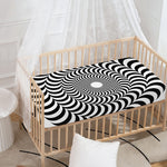 Black And White Circle Illusion Print Baby Crib Sheet