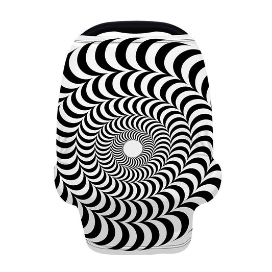 Black And White Circle Illusion Print Baby Seat Cover
