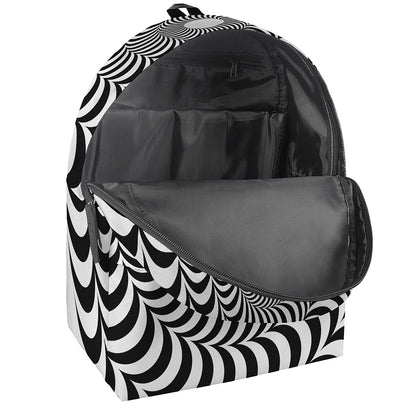 Black And White Circle Illusion Print Backpack