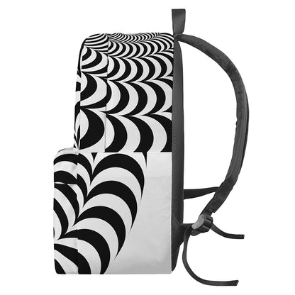 Black And White Circle Illusion Print Backpack