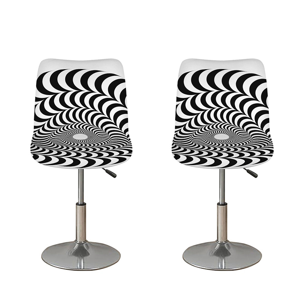 Black And White Circle Illusion Print Bar Stool Covers