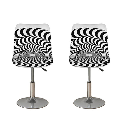 Black And White Circle Illusion Print Bar Stool Covers