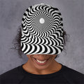 Black And White Circle Illusion Print Baseball Cap