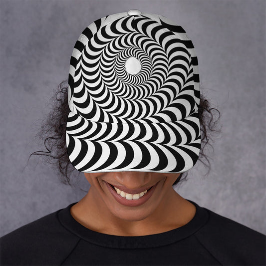 Black And White Circle Illusion Print Baseball Cap