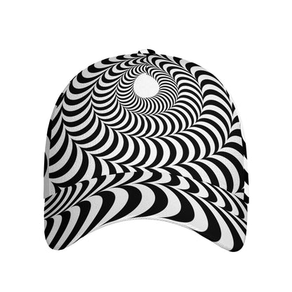 Black And White Circle Illusion Print Baseball Cap