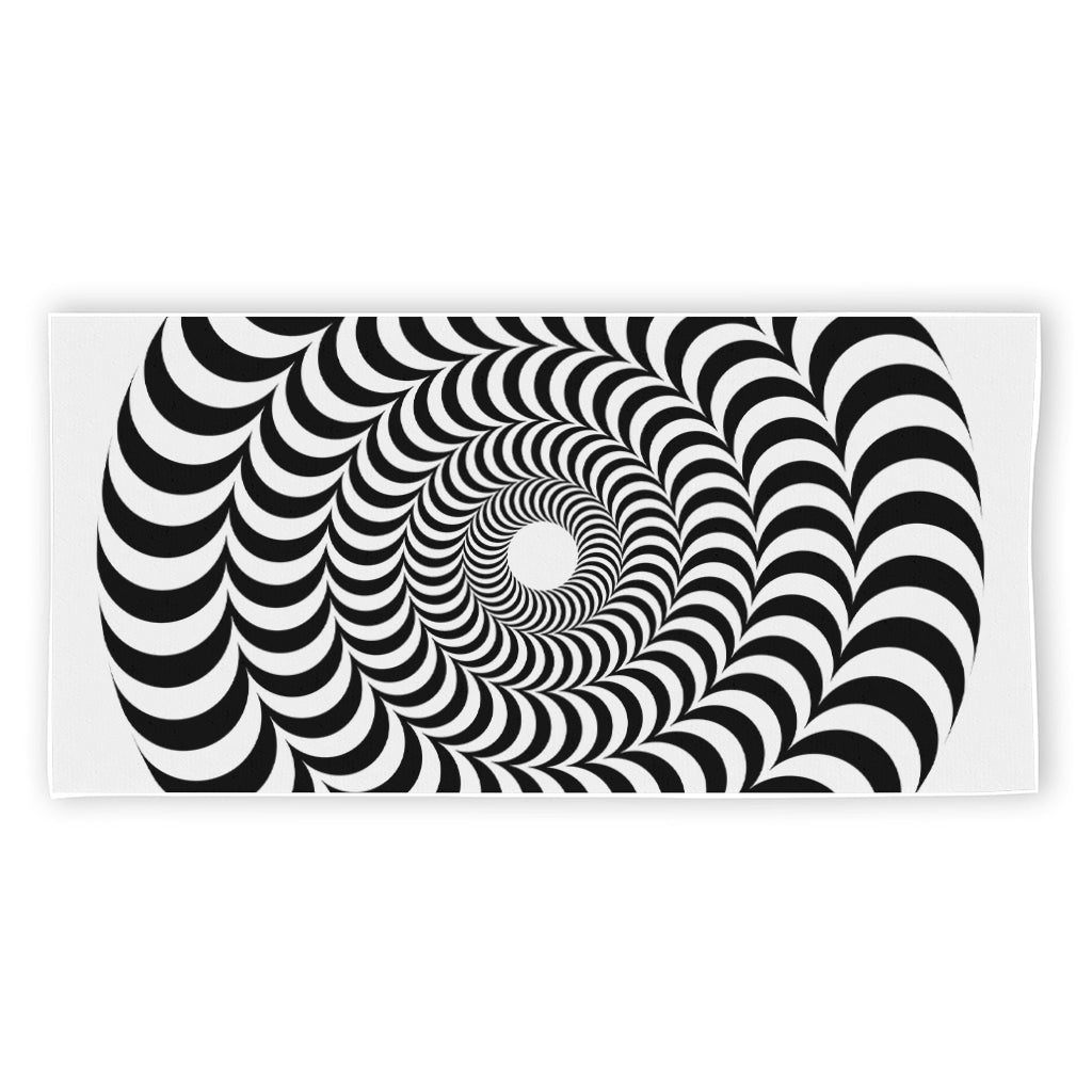 Black And White Circle Illusion Print Beach Towel