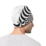 Black And White Circle Illusion Print Beanie