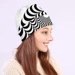 Black And White Circle Illusion Print Beanie
