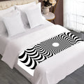 Black And White Circle Illusion Print Bed Runner