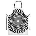 Black And White Circle Illusion Print Bib Apron With Pocket