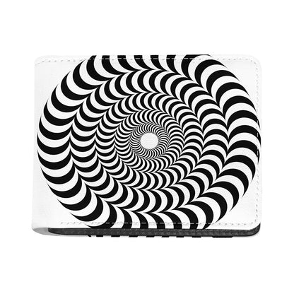 Black And White Circle Illusion Print Bifold Wallet