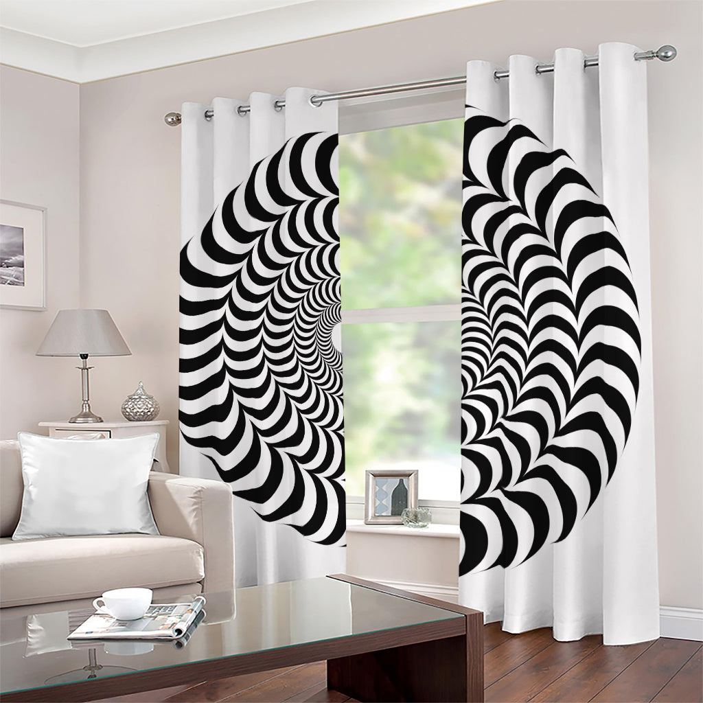 Black And White Circle Illusion Print Blackout Grommet Curtains