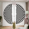 Black And White Circle Illusion Print Dimout Pencil Pleat Curtains