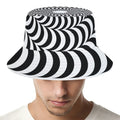 Black And White Circle Illusion Print Bucket Hat