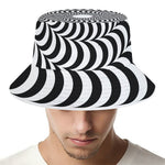 Black And White Circle Illusion Print Bucket Hat