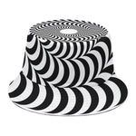 Black And White Circle Illusion Print Bucket Hat