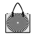 Black And White Circle Illusion Print Canvas Tote Bag