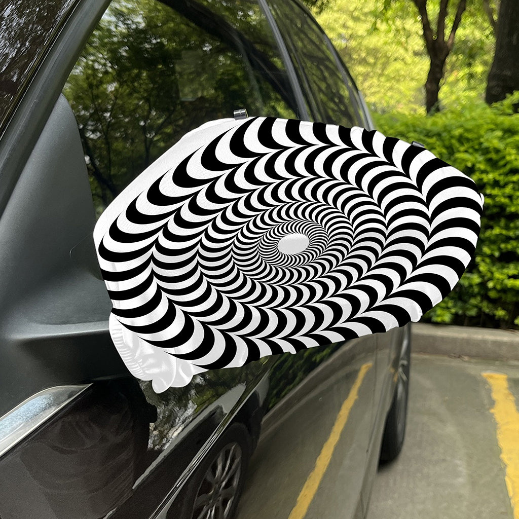 Black And White Circle Illusion Print Car Side Mirror Covers