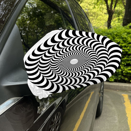 Black And White Circle Illusion Print Car Side Mirror Covers