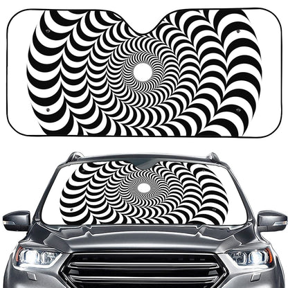 Black And White Circle Illusion Print Car Windshield Sun Shade