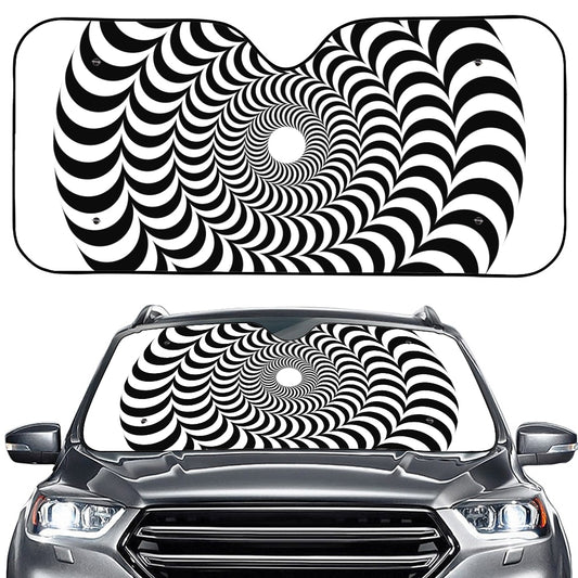 Black And White Circle Illusion Print Car Windshield Sun Shade