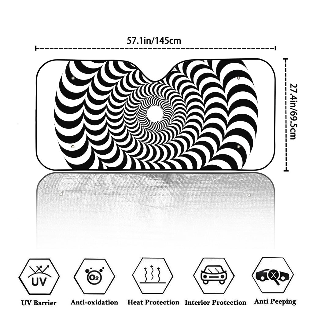 Black And White Circle Illusion Print Car Windshield Sun Shade
