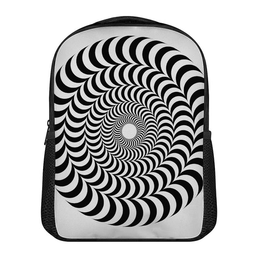 Black And White Circle Illusion Print Casual Backpack