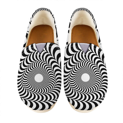 Black And White Circle Illusion Print Casual Shoes