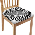 Black And White Circle Illusion Print Chair Cushion Cover
