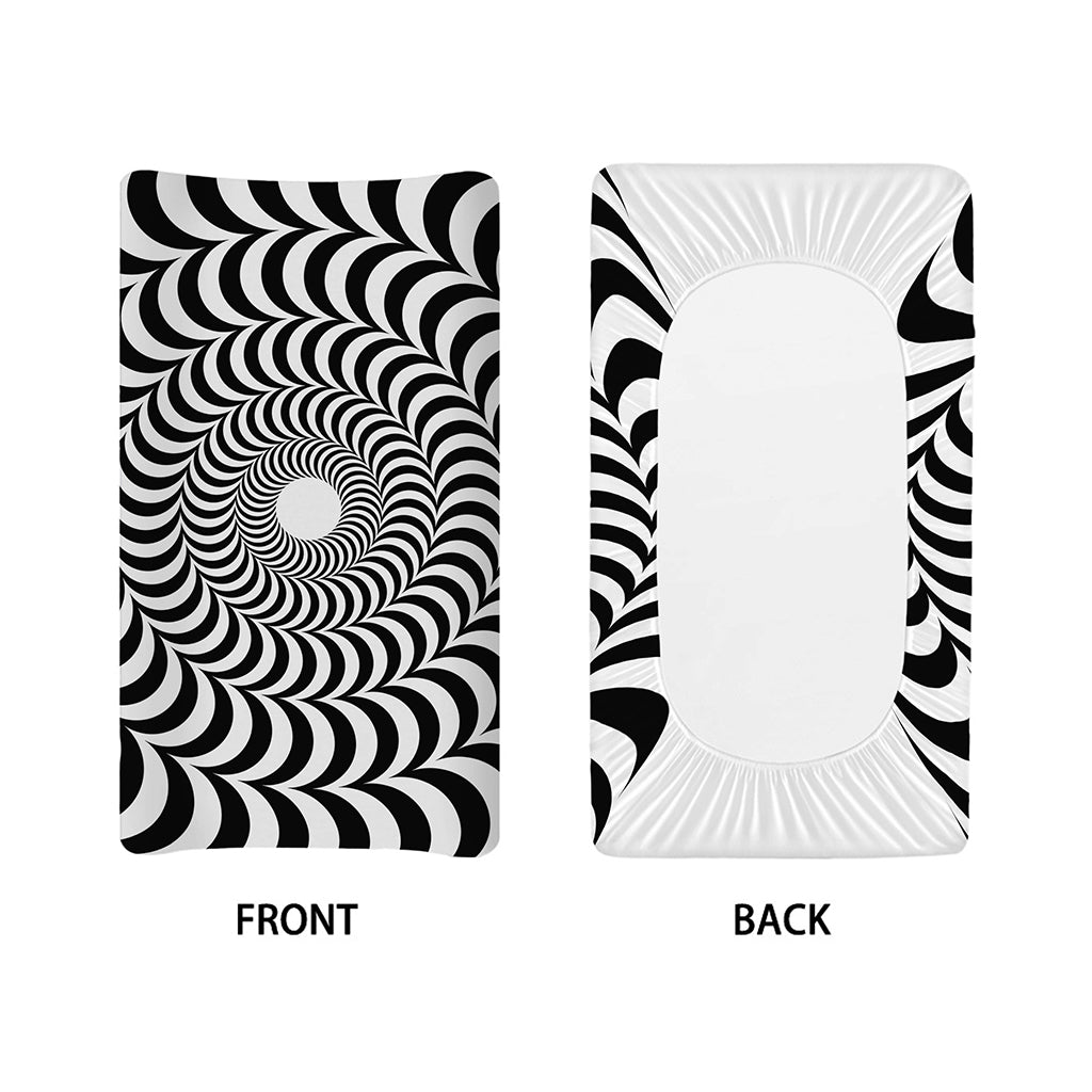 Black And White Circle Illusion Print Changing Pad Cover