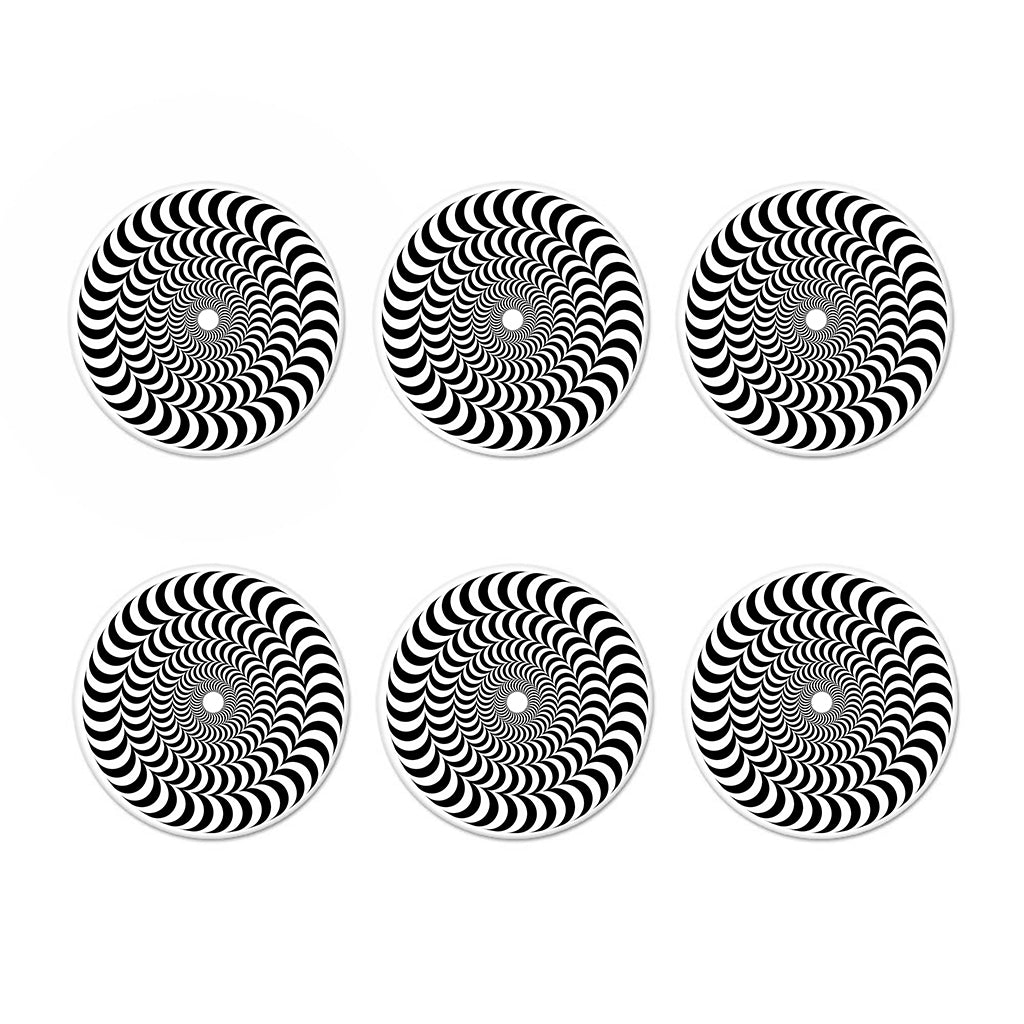 Black And White Circle Illusion Print Coaster Set