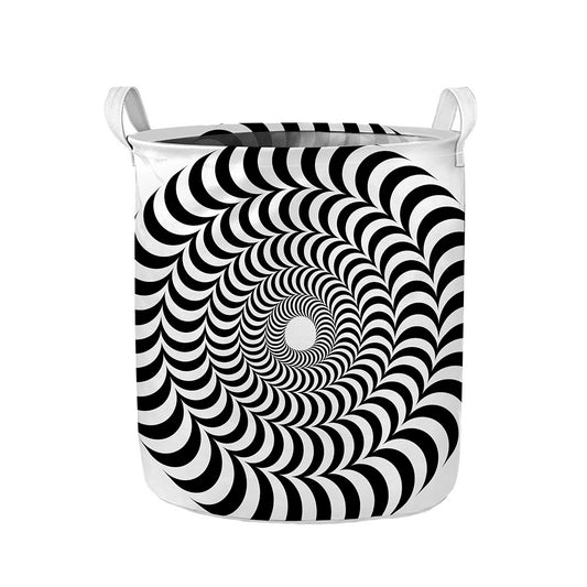 Black And White Circle Illusion Print Collapsible Laundry Basket