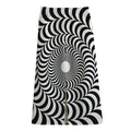 Black And White Circle Illusion Print Cotton Front Slit Maxi Skirt