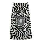 Black And White Circle Illusion Print Cotton Front Slit Maxi Skirt