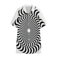 Black And White Circle Illusion Print Cotton Hawaiian Shirt