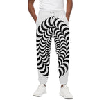 Black And White Circle Illusion Print Cotton Pants