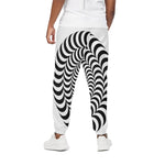 Black And White Circle Illusion Print Cotton Pants