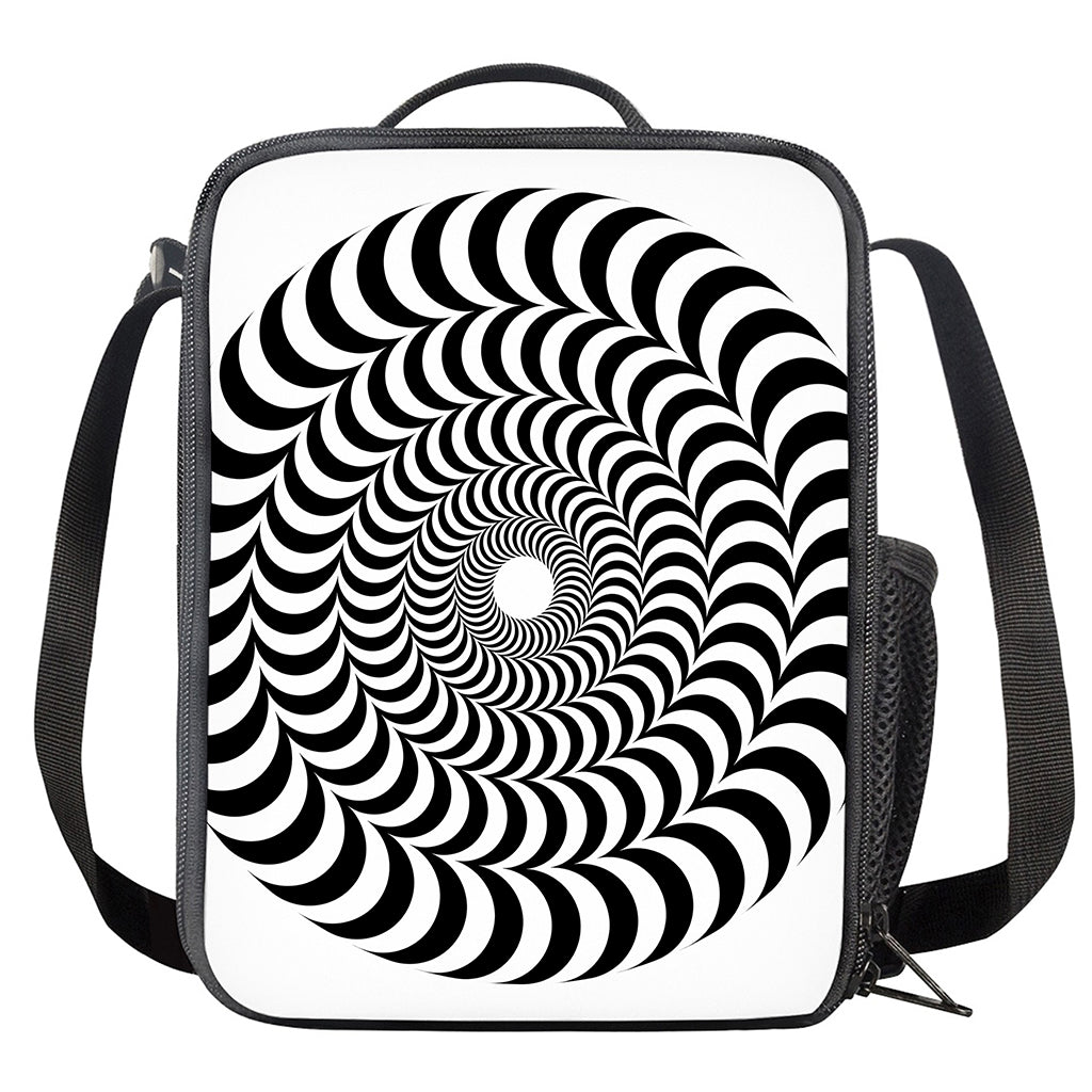Black And White Circle Illusion Print Crossbody Lunch Bag