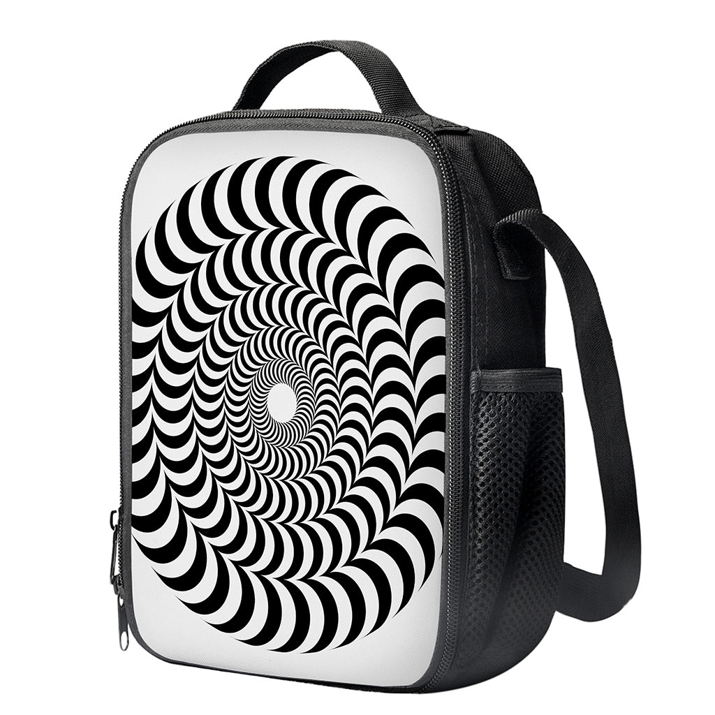 Black And White Circle Illusion Print Crossbody Lunch Bag