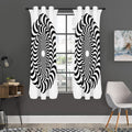 Black And White Circle Illusion Print Grommet Curtain Panels
