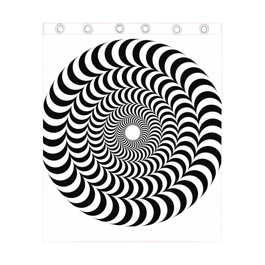 Black And White Circle Illusion Print Curtain