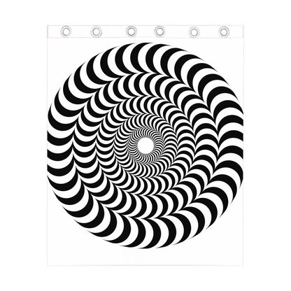 Black And White Circle Illusion Print Curtain