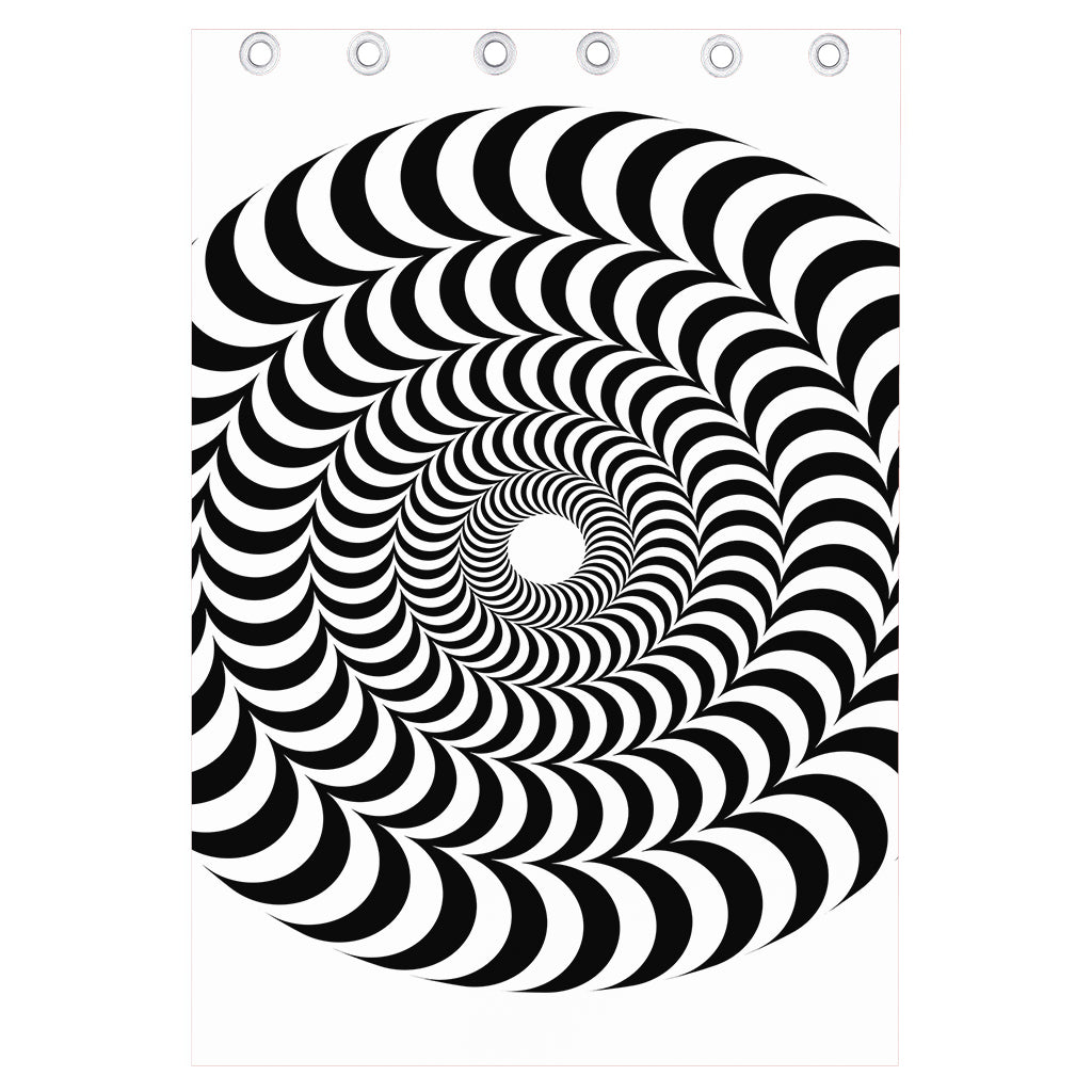 Black And White Circle Illusion Print Curtain