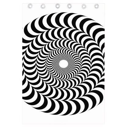 Black And White Circle Illusion Print Curtain