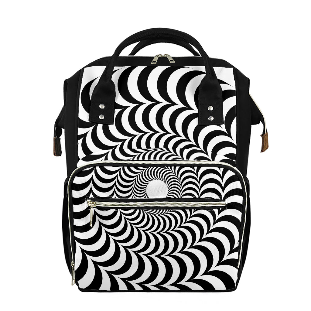 Black And White Circle Illusion Print Diaper Bag